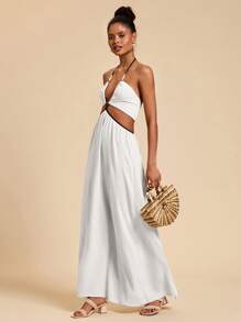 Travachic Damen sexy Halterkleider mit Ausschnitt am Rücken