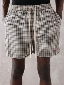 SUMWON 格纹抽绳夏季短裤经典常规版型轻盈运动休闲沙滩家居服度假春季日常短裤