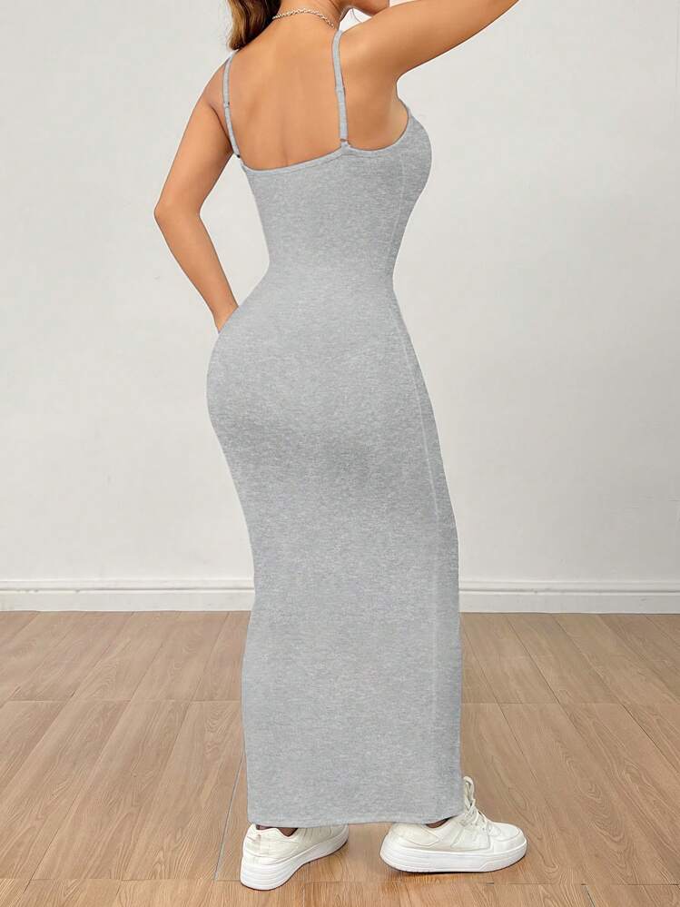 SHEIN PETITE Vestido básico de mujer con tirantes de espagueti blanco - Gris Claro - Añade 2