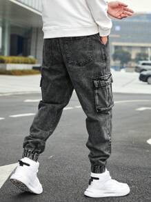 Manfinity Homme Men's Simple Fashionable Denim Jeans Suitable For Summer - Grey - View 2