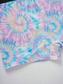 Nick 90s | SHEIN 大码舒适扎染卡通图案装饰文胸和内裤套装