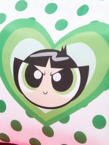 THE POWERPUFF GIRLS X SHEIN Cartoon Buttercup Pattern Insulated Lunch Bag With Zipper, Portable Insulated Lunch Box For School, Work, Camping And Beach, Washable, Multi-Purpose Storage Bag - Multicolor - View 4