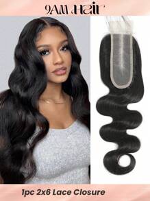 2x6 透明蕾丝闭合波浪卷发 100% 未加工处女真人发 中长款 Kim K 闭合 带婴儿发 自然黑色