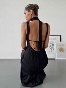 Firerie Women's Solid Deep V-Neck Spaghetti Strap Dress - Pink - View 8