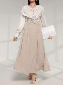 Modelyn Women Asymmetrical Waistband Pleated A-Line Skirt Fall Cloth For Women