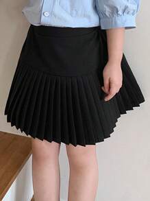 Dazy Kids Young Girl Elastic Waist Pleated Skirt, Spring Summer,Back To School Clothes - Black - View 4