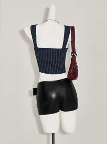 SHEIN ICON Women's Y2k Office Wwomen Outfits Casual Tie Front Striped Wide Strap Tank Top For Everyday Wear