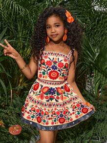 SHEIN SLAYR KIDS Tween Girl Fashion Holiday Floral Print Tank Top & Placement Flower Print Skirt 2pcs Set Mommy And Me Matching Outfits (2 Sets Sold Separately) - White - View 8