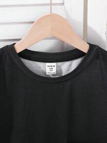 SHEIN 青少年男孩休闲圆领短袖口袋 T 恤和格子宽松睡裤 2 件套