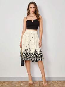 SHEIN Clasi Women's Romantic Floral Print Skirt, Suitable For Daily Wear In Summer Summer For Women Vacation Skirt Summer For Women Teacher For Women,Bohemia Chic Dress