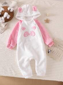 1 pieza Mono lindo rosa para bebés niñas, otoño e invierno - Blanco - Ver 5