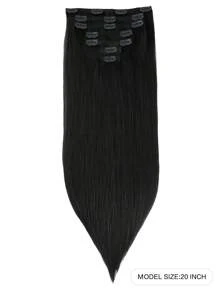 7PCS Straight Clip In Hair Extensions 100% Real Human Hair 14-24 Inch 115G Double Weft Invisible Clip Hair Extensions Remy Natural Human Hair For Women Girls Daily Use - S1 - View 2