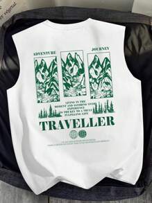 Manfinity Joysei 白色徽标印花男式夏季休闲口号健身背心 - 白色 - 查看 1