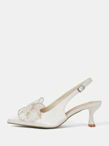 CUCCOO HITCHD Women's Retro Embroidered Pointed-Toe High Heel Slingback Shoes