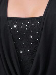 SHEIN Clasi Top con cerniera e top con bretelline eleganti con patchwork in pizzo, adatti per la primavera/estate, idonei per uso casual, quotidiano e uscite, disponibili anche in taglie comode per donne