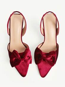 CUCCOO CHICEST Women Simple Bow Decor Solid Color Party High Heel Sandals - Hot Pink - View 2