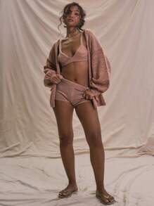 MUSERA Oversized Pocket Detail Ballon Sleeve Cardigan Spring Summer - Multicolor - View 5