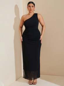 SHEIN BAE Quần áo cỡ lớn cho phụ nữ Váy cưới Váy phù dâu Váy dự tiệc Váy hẹn hò Váy ngày lễ Váy mùa hè cỡ lớn cho phụ nữ, Váy dự tiệc ngày lễ thanh lịch, Váy sinh nhật, Ngày lễ tình nhân, Váy satin, Váy lệch vai bất đối xứng Váy một vai cỡ lớn Váy mùa hè, Cổ áo bất đối xứng, Eo xếp ly Xẻ hai bên Quần áo Maxi cho phụ nữ - màu đen - Xem 4