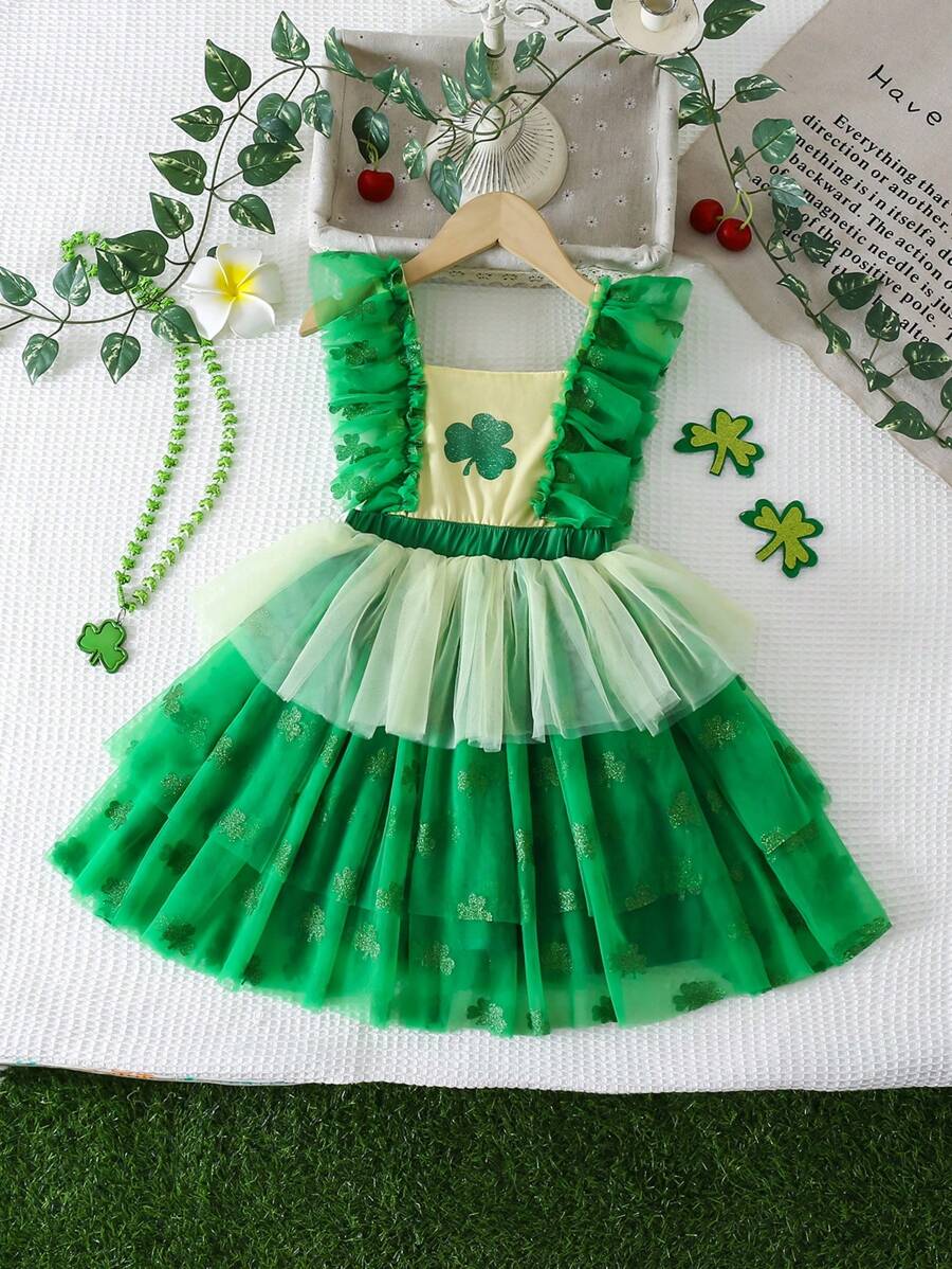 Young Girl Summer New Dress, Elegant & Fairy Style, Unique & Fashionable Design, Suitable For Wedding, Party, And Formal Occasions - Green - View 1