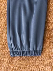 SHEIN Mirajuku Tween Boys Casual Short Sleeve T-Shirt And Pants Co-Ord Set - Navy Blue - View 5