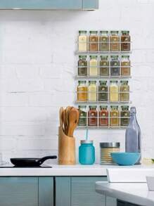 1 件/2 件/4 件黑色/银色金属调料架，无钻孔标记壁挂式或螺丝安装，节省空间的调料罐支架，用于橱柜门/墙壁储存香草和香料，坚固耐用，可容纳 6-8 个调料罐，承重高达 10 公斤，非常适合厨房、浴室、圣诞节、复活节 - 彩色 - 查看 14