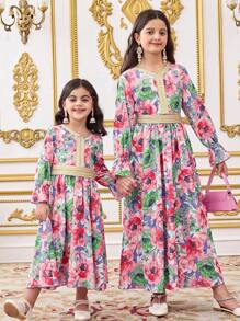 SHEIN Golden Woven Matching Family Vacation Wedding Guest Holiday - Pink - View 4