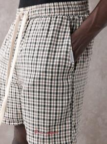 SUMWON 格纹抽绳夏季短裤经典常规版型轻盈运动休闲沙滩家居服度假春季日常短裤