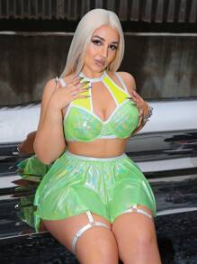 AltCore 3pcs/Set Music Festival Luxury Neon Glow With Sexy Lingerie Set