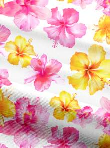 SHEIN MOD Váy midi chữ A dây mảnh in hoa có xếp ly giữa phía trước và cạp chun eo - Nhiều màu - Xem 3