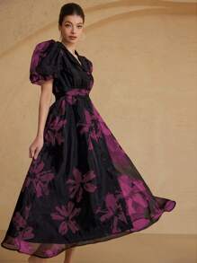 Aveloria Rosie 法式复古浪漫摩登女孩欧根纱印花情人节长袖女装优雅时尚风格全身印花夏季春秋季