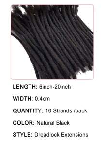 Boho Braids Ekstensi Rambut Manusia Rajutan Dreadlock 6-20 Inci Lebar 0,4cm 10 Helai Ekstensi Locs Rambut Manusia Asli Kepang Tanpa Simpul Warna Hitam Alami Untuk Wanita / Pria - Natural Black - View 4