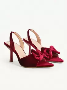 CUCCOO CHICEST Women Simple Bow Decor Solid Color Party High Heel Sandals - Hot Pink - View 1