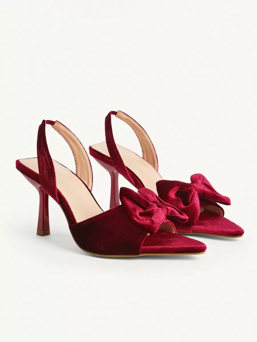 CUCCOO CHICEST Women Simple Bow Decor Solid Color Party High Heel Sandals - Hot Pink - View 1