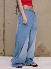 COUREZ Baggy Balloon Wrap Detail Parachute Low Rise Jeans Y2K Vintage Cotton