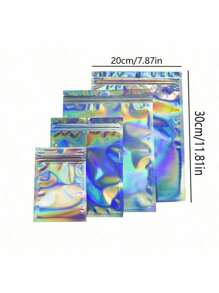 50/100 Túi Mylar Holographic - Bao bì giấy bạc chống mùi có khóa kéo có thể đóng lại để đựng đồ trang sức/kẹo/ốc vít - Túi nhựa tự dán Rainbow Laser - Nhiều màu - Xem 10