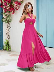 Vivid Eden 女士度假无袖连衣裙 - 玫紅色 - 查看 5