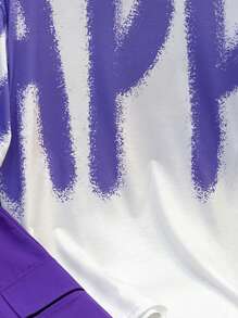 2pcs Tween Boy Casual Street Large Letter Print Short Sleeve T-Shirt & Shorts Set, Suitable For Commuting, School, Daily Leisure, Sports, Spring/Summer - Purple - View 4