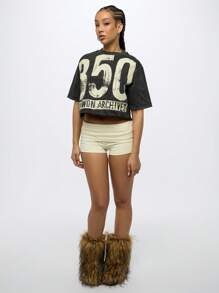 SUMWON WOMEN 350 Áo nỉ oversize in họa tiết cổ điển rách rưới lễ hội áo thun họa tiết đường phố in axit phong cách trượt ván cổ điển mùa hè - màu đen - Xem 2