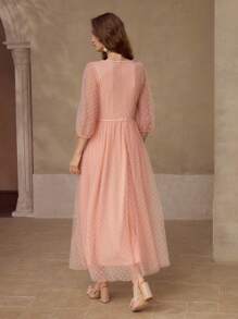 MOTF PREMIUM 蝴蝶结细节拉链连衣裙 - 粉色 - 查看 5