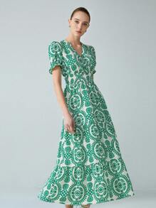 Aveloria Modichic 女式 V 领波西米亚灯笼袖连衣裙