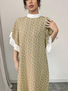 Seusyu 简约时尚的阿拉伯风格连衣裙，适合夏季 - 黃色 - 查看 4