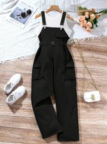 Sparklyn 青少年女孩 2 件套工装连体衣和背心套装