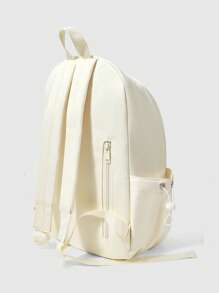 ROMWE Kawaii Women's Rabbit Embroidery Pattern Cream Colour Versatile Casual Minimalist Backpack For Student Back To School - Beige - View 4