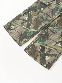 SHEIN Sparklyn Tween Girls Y2K 多口袋街头休闲抽绳腰花卉印花工装牛仔裤 - 彩色 - 查看 5