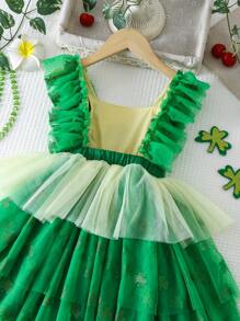 Young Girl Summer New Dress, Elegant & Fairy Style, Unique & Fashionable Design, Suitable For Wedding, Party, And Formal Occasions - Green - View 3