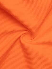Slaydiva Camiseta sin mangas básica informal de punto acanalado de canalé con escote en V profundo en color blanco - Naranja - Ver 8