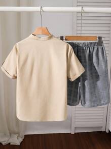 SHEIN Tween-Jungen 2-teiliges Set – lässiges, bequemes Poloshirt und Shorts