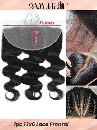 13x6 Transparent Lace Frontal Closure Body Wave Free Part Unprocessed Virgin Human Hair Closure Pre Plucked With Baby Hair Natural Hair Line Natural Black