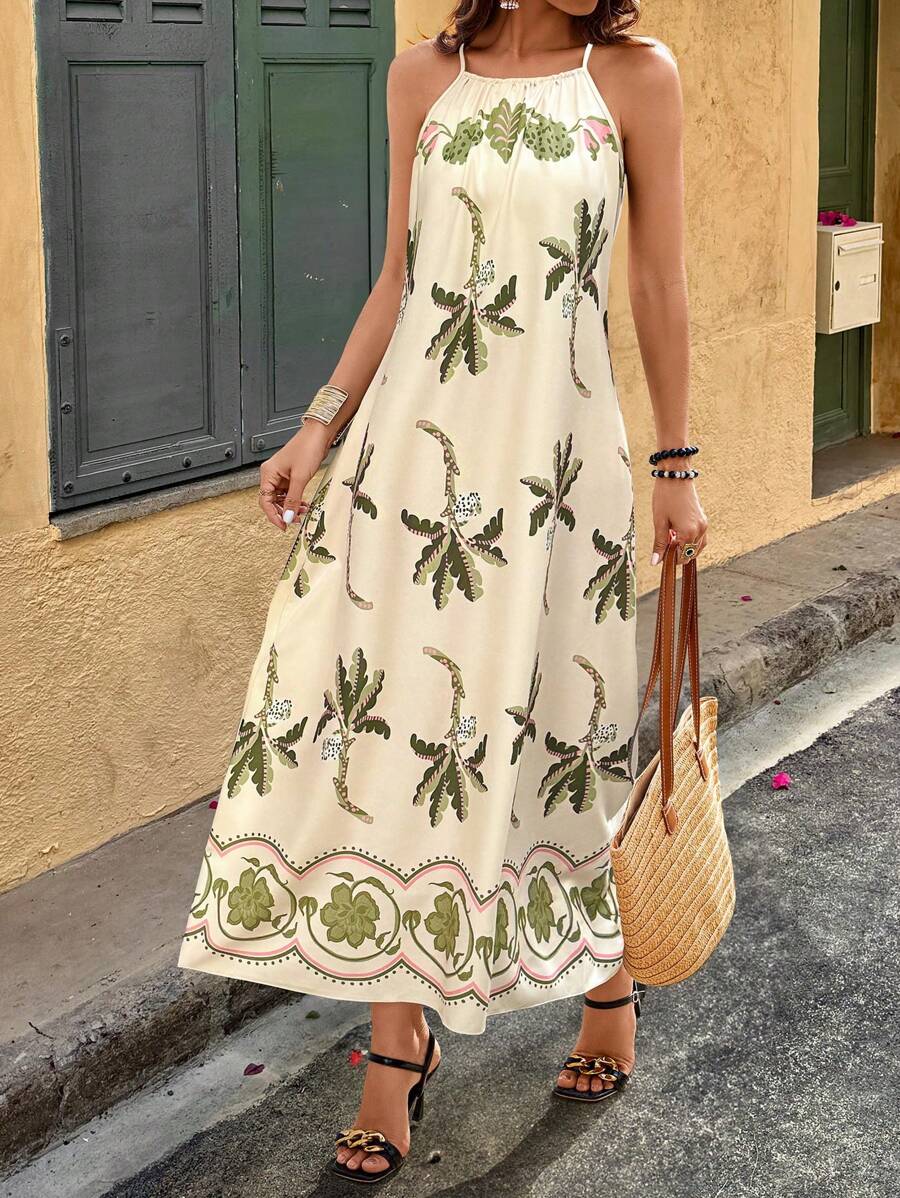 Breezaya 女士细肩带拼布印花休闲迷你连衣裙，随机印花 - 彩色 - 查看 1