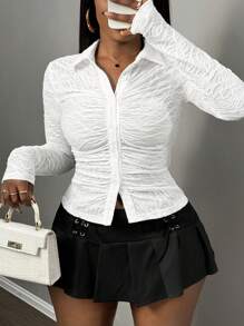 Slaydiva 2025 春夏新款百搭休闲度假邮轮旅行海滩日光浴通勤纹理白色大码女式 T 恤